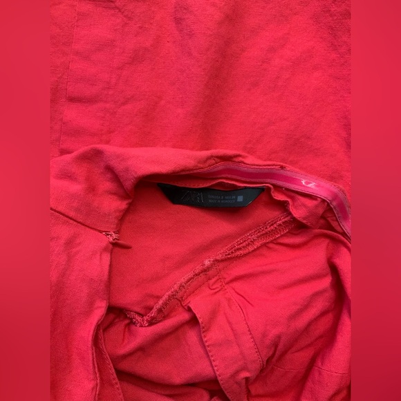 ZARA Halter Fuchsia Linen Cut Out Midi Dress - Picture 4 of 7